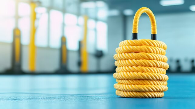 Vibrant yellow workout rope for fitness training