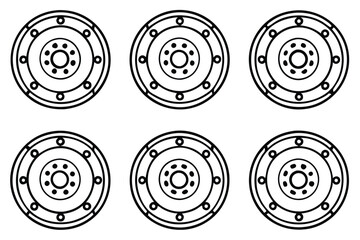 brake drum line art vehicle part mechanical drawing