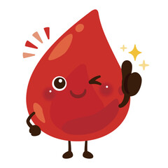 グッドサインを出す血液のキャラクターイラスト