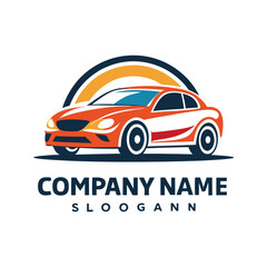 Vibrant car logo design with company name and slogan