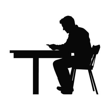 recommend clip art: A man sitting at a table black silhouette of simple minimal vector