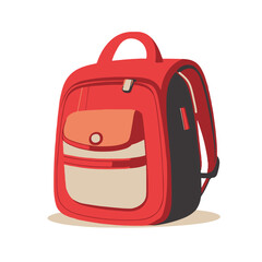 simple red backpack icon simple shapes vector 