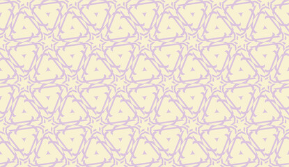 Pattern with polygonal geometric elements. Vector illustration. Template for wallpaper, interior design, decoration, scrapbooking page. Purple light orange color. seamless