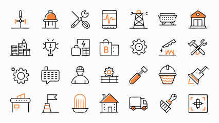 A versatile group of line icons that represent multiple business types and services perfect for enhancing digital designs and creating visually appealing layouts