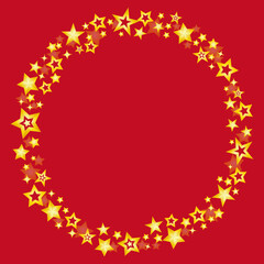 A round frame of various stars (red background)