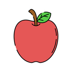 Red Apple Flat design style red apple with stem symbol of fruit nutrition perfect for wellness posters and food education visuals