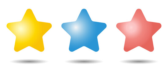 A set of cute red, blue and yellow stars floating in the air
