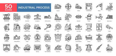 Industri Process collection set. Industri Process, Procedures , Semelting, Manufacturing, Factory, Mechanical , Robotic Arm, Industry, icon. Simple flat vector illustration