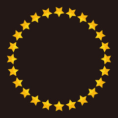 A round frame with three-dimensional stars (black background)