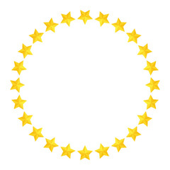A round frame with three-dimensional stars