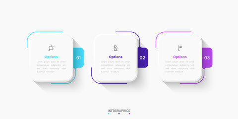 Obraz premium Vector Infographic label design template with icons and 3 options or steps. Can be used for process diagram, presentations, workflow layout, banner, flow chart, info graph.
