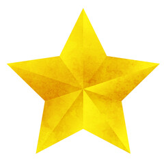 Hand-drawn watercolor style three-dimensional star illustration