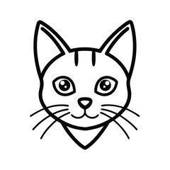 Cat Face Minimalist Line Art in Black and White