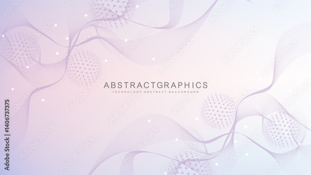 Wall mural modern abstract molecules structure for science or medical background. dna helix or atom visualizati