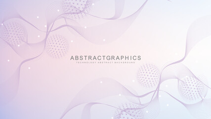 Modern abstract molecules structure for science or medical background. DNA helix or atom visualization. Molecular wave flow abstract background. Vector illustration