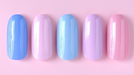 Obraz premium Gel polish process layout base coat, baking, polish, top coat