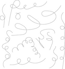 Hand drawn dotted curved line shape. Curved line illustration isolated on white background.