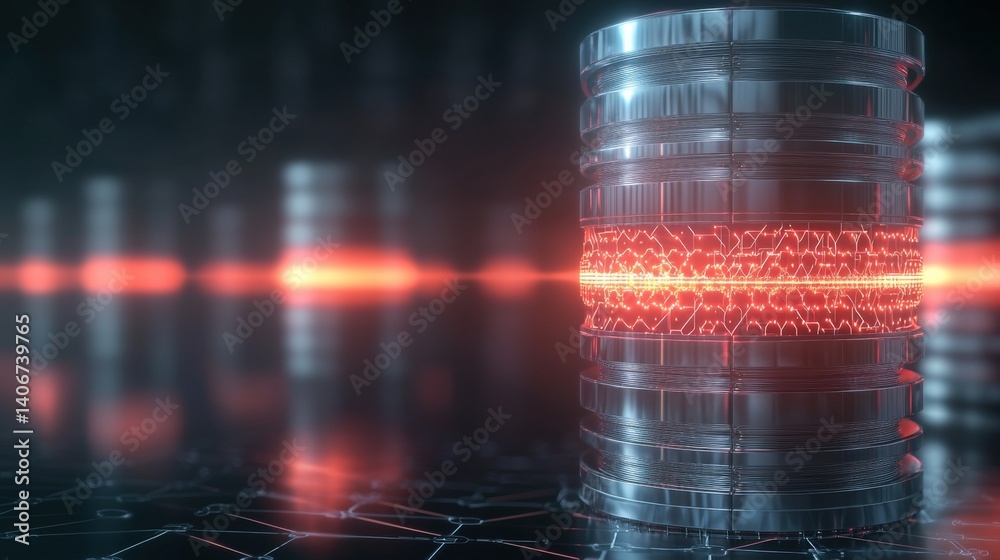 Poster dynamic data storage systems digital realm 3d visualization futuristic environment close-up perspect