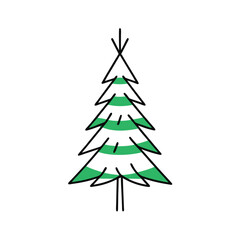 Simple Minimalist Christmas Tree Line Drawing Art