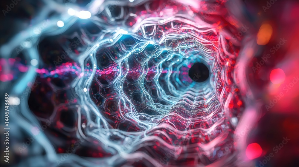 Poster exploring the depths of a neural network visualization digital art abstract environment futuristic c