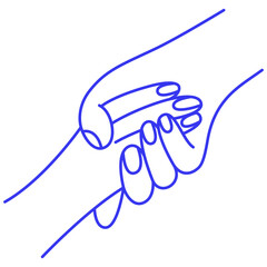 Obraz premium Salvation. Pulling someone by the hand. Gesture doodle icon. Contour vector illustration