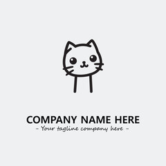 Cat illustration black and white for logo company vector image
