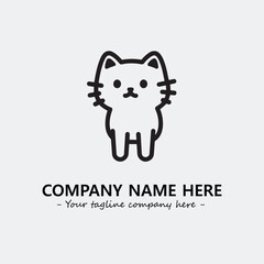 Cat illustration black and white for logo company vector image