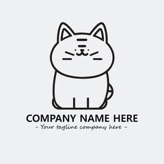 Cat illustration black and white for logo company vector image