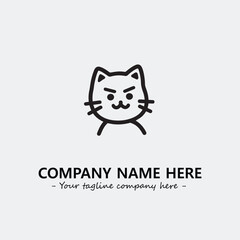 Cat illustration black and white for logo company vector image