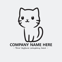 Cat illustration black and white for logo company vector image