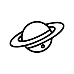 Saturn icon illustration in simple black and white style  