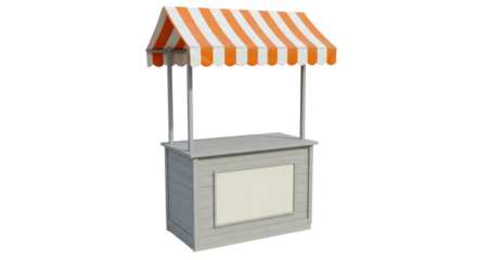 Isolated market stall with striped awning