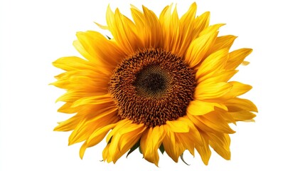 Fototapeta premium Vibrant yellow sunflower isolated on white.
