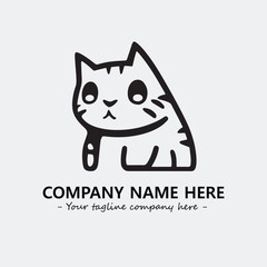 Cat illustration black and white for logo company vector image