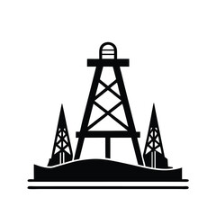 Oil Derrick Silhouette Stylized Black Icon Design