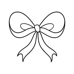 Elegant Ribbon Bow Minimalist Line Drawing Illustration