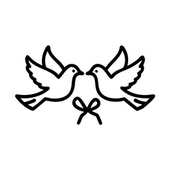 Doves holding a ribbon in a minimalist style on a white background  