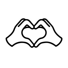 Fototapeta premium Hands Forming a Heart Shape in Minimalist Black Line Art 