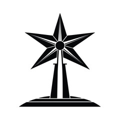 Wind Turbine Black and White Minimalist Illustration