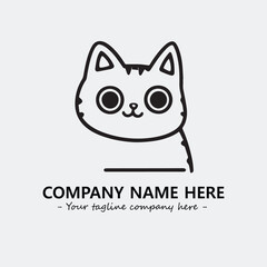 Cat illustration black and white for logo company vector image