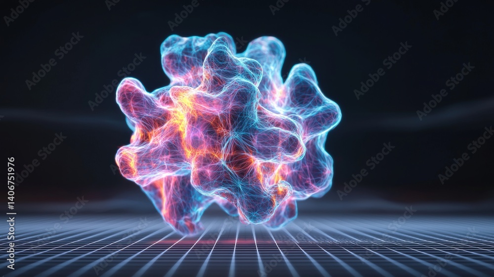 Poster exploring the intricacies of molecular structures laboratory 3d visualization digital environment sc