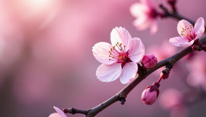 Delicate pink sakura blossoms, intricate branch pattern, cherry blossom, wallpaper