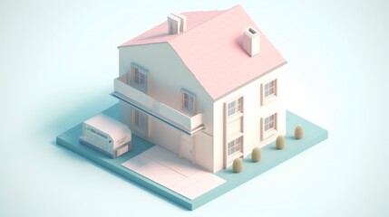 Modern minimalist house with garden and driveway view