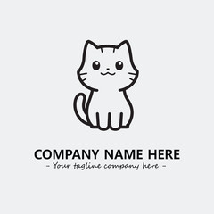 Cat illustration black and white for logo company vector image