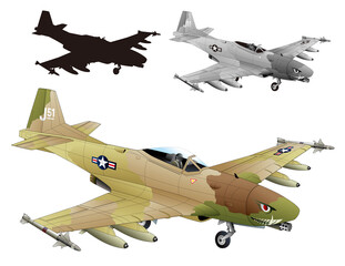 第二次戦闘機などで活躍したレトロな米軍P-51マスタング戦闘機を近未来的な軽ジェット戦闘攻撃機にトランスフォーム進化させた砂漠迷彩塗装版のオリジナル発想イラスト