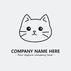 Cat illustration black and white for logo company vector image