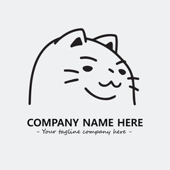 Cat illustration black and white for logo company vector image