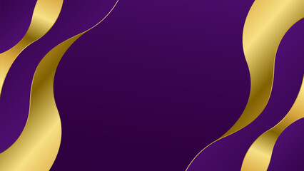 Dark purple luxury wave background with elegant gold lines. Abstract modern design for Invitations, awards, sales, events, templates, banners, covers, websites, and pages
