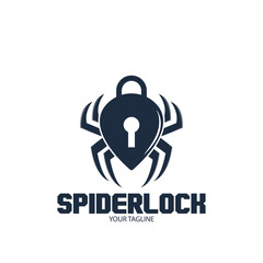 spider and padlock logo icon vector illustration template design