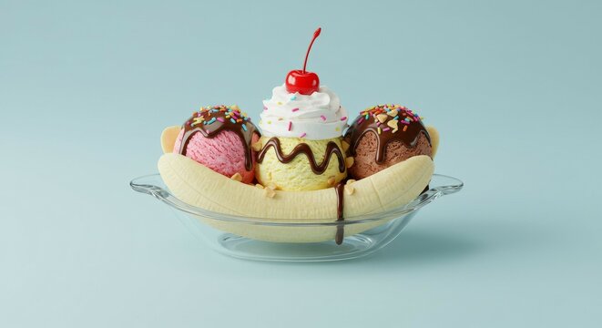 Ice Cream Sundae with Banana and Toppings